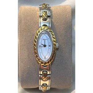 Brighton BAJA Ladies Watch Silver Gold Tone Black Leather Working